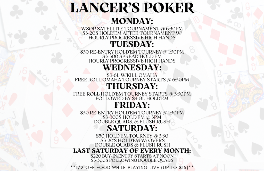 Lancer Poker Room Schedule